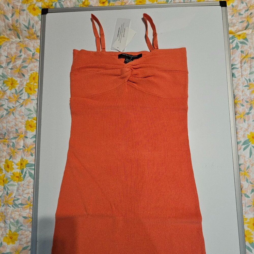 French Connection Lindee Front Twist Slip Dress Color is Coral Size 10